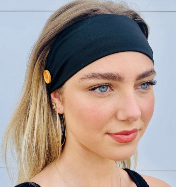 BLACK Headband with Buttons for mask