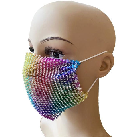 Fashionable Grid Rhinestone Crystal Mask