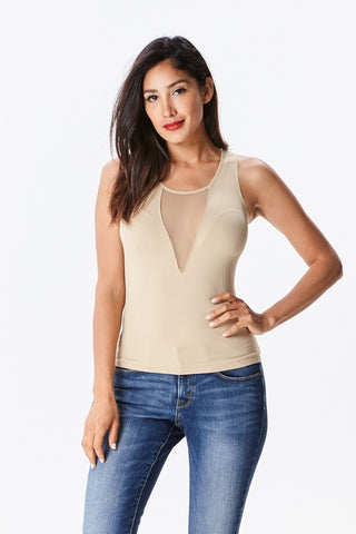 Beige Tank Top with Racer Back